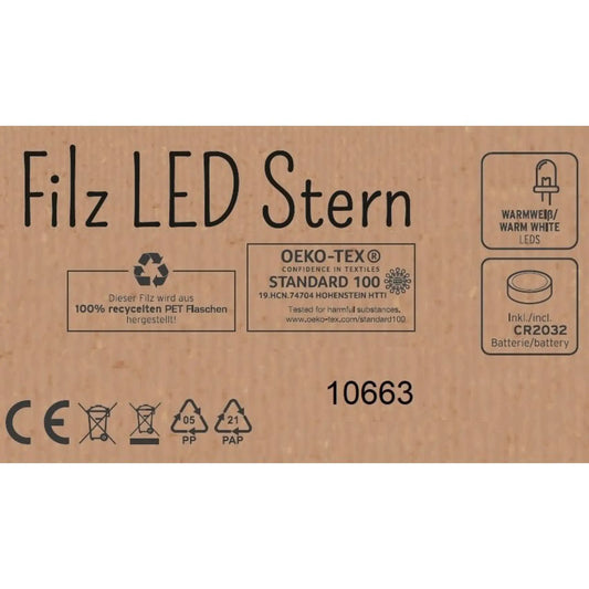 LED-Filzsterne – 3er-Set in Grau & Anthrazit