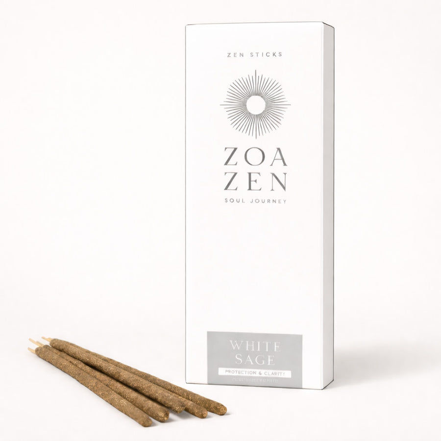 White Sage Räucherstäbchen mit Palo Santo in minimalistischer Verpackung – Zen Sticks für Raumreinigung